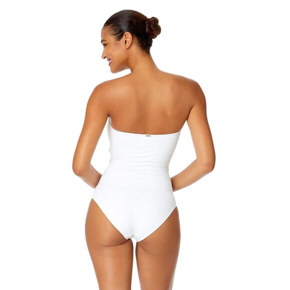 Anne Cole Womens Twist Front Shirred One Piece Swimsuit MYMO00501 White 8 - Picture 7 of 9